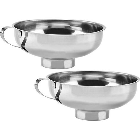 Embudo de acero inoxidable para mermelada - embudo con asa - ayuda para llenar tarros - embudo de metal de 14 cm de diámetro y 6,4 cm de apertura - ayuda para llenar - accesorio de cocina (1/4)