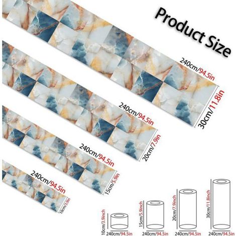 1 Frise Murale 20cm x 240cm Autocollante PVC Imperméable Décoration Intérieure Salon Chambre (1/5)