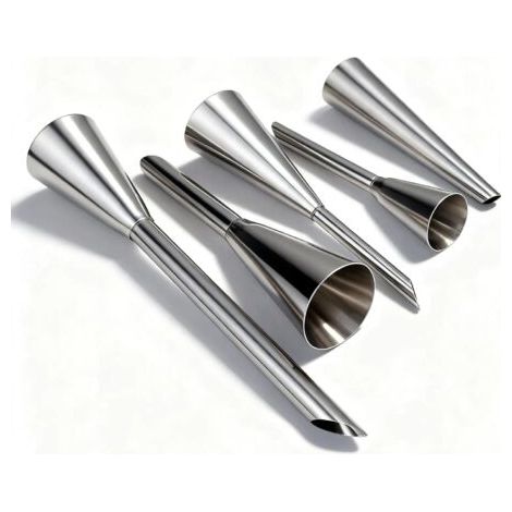 Lot de 5 Embouts de Tuyauterie en Acier Inoxydable pour Seringue à Pâtisserie, Idéal pour Remplir la Confiture, Injecter la Crème et Glaçage, Parfait pour Éclairs au Chocolat,Choux à la Crème (1/5)