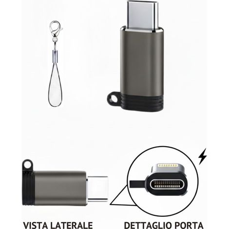 Adattatore Usb-C A 8 Pin Ricarica Veloce Trasferimento Dati Portatile