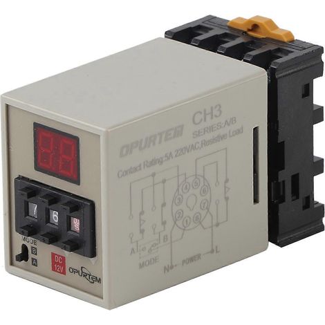 AH3-DM Dual-Mode-Verzögerungs-Timer-Relais 0,01S-99H LED-Anzeige (DC 12V)