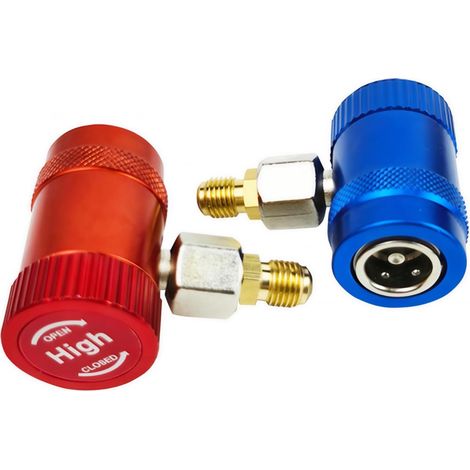 R1234yf Adaptateur réfrigérant HD/ND 1/4" SAE Raccords haute pression basse pression en laiton, entretien de climatisation de voiture, diagnostic (1/5)