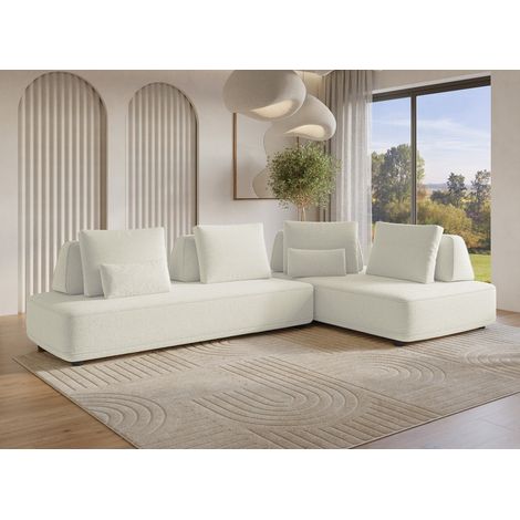 Canape dangle reversible en tissu bouclette beige isaora (1/5)