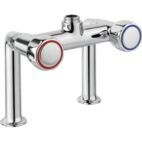 Miscelatore biforo con squadrette per installazione su piano con vitoni a dischi ceramici e comando con maniglie uscita 3/4“ - I (1/2)