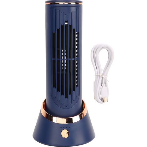Ventilateur de Tour sans Pales Mini USB-C 5V 2A 4000mAh 3 Vitesses Silencieux Bleu pour Bureau et Dortoir (1/5)