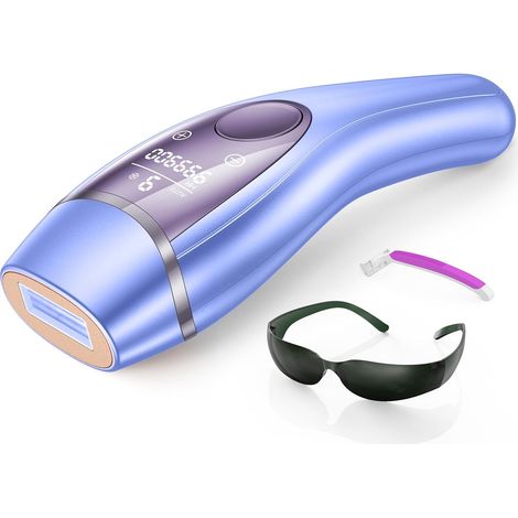 Épilateur Lumière Pulsée avec Fonction de Refroidissement, Épilation Laser 21 J pour femmes et hommes, 9 niveaux d'intensité, 999 900 impulsions, pour Femmes, Visage, Aisselles, Bikini, Jambes, Corps