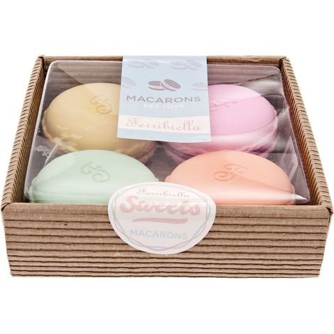 Gioco macarons in lattice con squeaker in confezione regalo per cani