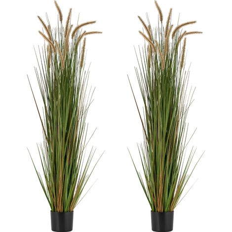 VEVOR Erba Artificiale, 2 Pezzi 1499 mm Erba di Canna di Equiseto in Vaso, Pianta di Arbusti Finti in di Alta Qualita per Interni ed Esterni Giardino Ufficio Decorazione della Casa, Verde