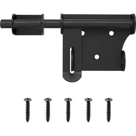 Loquet Porte Coulissante, 158mm Verrou Porte Coulissante, Targette de Porte, Verrou à Boulon Noir, Verrou Porte Interieure, Serrure Loquet Porte Verrou pour Salle de Bain, Jardin, Fenê (1/5)