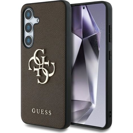 Coque Guess Grained marron pour Samsung Galaxy S25+ avec grand logo 4G et petit logo classique (1/5)