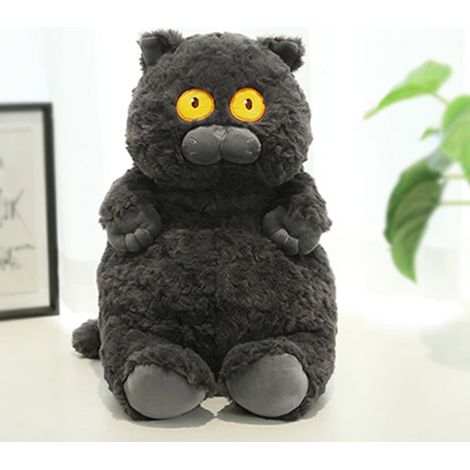 Niedliche blaue Plüschkatze, Kuscheltier für Babys, Kissen, Geburtstagsgeschenk, blaue Katze mit großen Augen - schwarz (1/4)