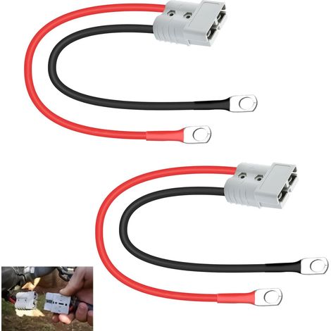 2 Pièces Connecteur Batterie 50A 600V, Connecteur Déconnexion Rapide avec Câble Cuivre 10 AWG, Isolé en Silicone, pour Camping Car Tracteur Chariot Élévateur Véhicules Électriques Systèmes Solaires (1/5)
