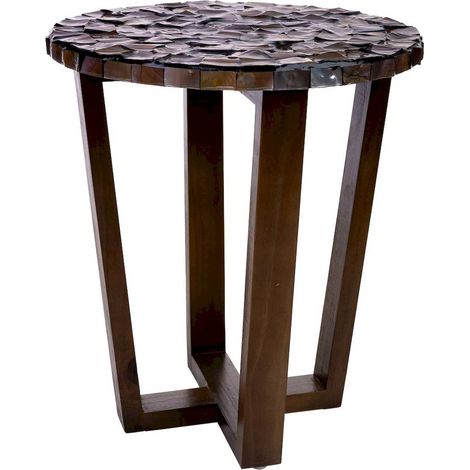 table dappoint ronde bois et nacre style contemporain bronze - bois foncé et bronze nacré (1/5)