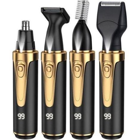 Tondeuse Électrique - 4 Têtes Pour Nez Barbe Sourcils Corps - Rechargeable USB - Acier Inoxydable - Portable - 1 Pièce (1/5)