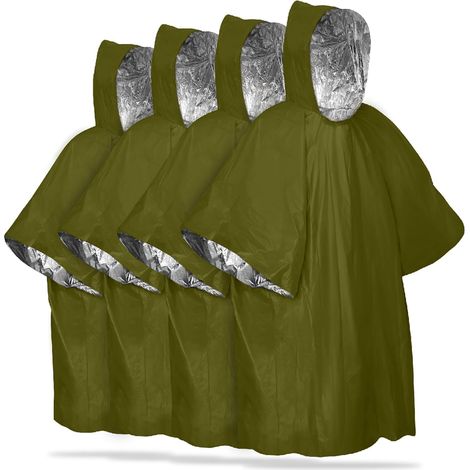 Emergency rain ponchos, reusable, windproof and rainproof, 4-pack (green),It is the ideal choice for you.
