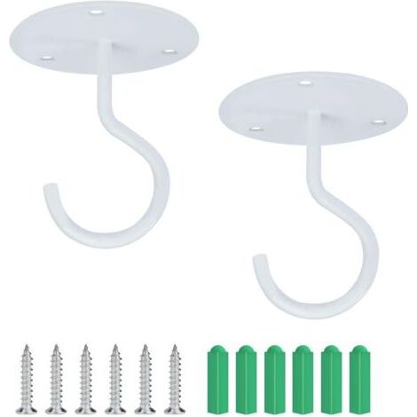 Crochet de Plafond Montage à Visser Crochet Mural Supérieur pour Suspendus Lumière, Panier de Plantes Jardin, Jardinières, Mangeoires à Oiseaux, Lanternes, Carillons éoliens, Moustiquaire (2pcs) (1/4)