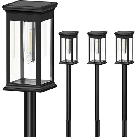 Lampe Solaire - 8 à 12 H Autonomie - IP65 Étanche - ABS Résistant - Pour Jardin Pelouse Cour Patio - Lot de 4 (1/5)