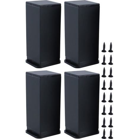 4 Pieds De Meuble Carrés, Pieds De Support pour Armoire, Pieds De Meuble, Pieds De Table en Alliage D'aluminium Noir (10 Cm) (1/5)