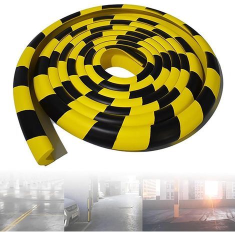 Bande Auto-Adhésive de Protection D’Angle – 5 M Caoutchouc Mousse Jaune Noir, pare-Choc for Mur, Atelier, Parking et Mobilier (1/5)