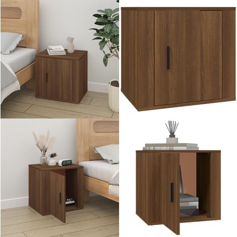 Table de chevet Chêne marron 50x39x47 cm - Table De Nuit - Meuble De Chambre - Commode - Étagère Murale - Rangement Intérieur - Home & Living (1/5)