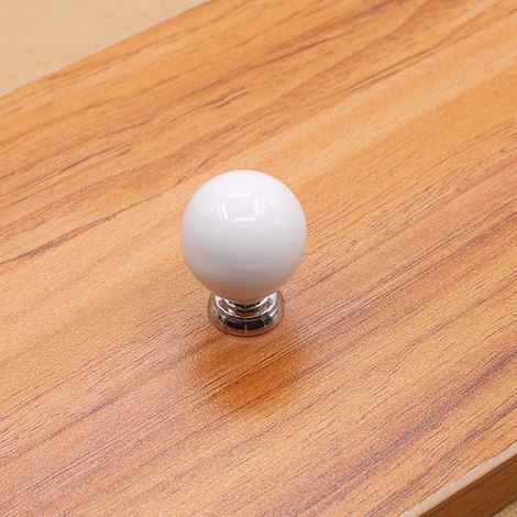 Poignée de meuble en céramique forme cerise pour porte, tiroir, armoire, dressing (blanc)