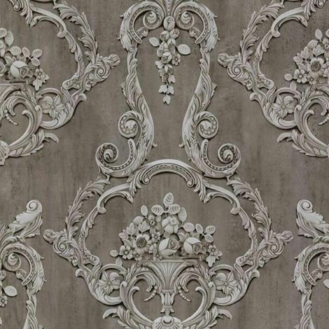 Grosvenor Damask Wallpaper Debona Vintage Classic Dark Grey Traditional (1/4)