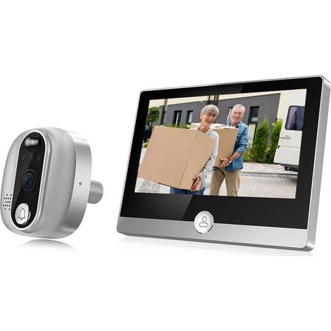 1080P Visiophone Connecté Interphone Vidéo, Judas Numérique, Caméra avec 4.3 Pouces Moniteur, Surveiller Via Smartphone, Grand Angle 120 degrés, Audio Bidirectionnel, Vision Nocturne (1/5)