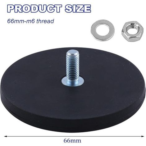 2 Pièces Aimant Puissant Aimants En Caoutchouc Ø 66 mm Avec Filetage Interne M6 Aimants Puissants Durable Aimants en Caoutchouc Force d'adhérence 30 KG pour Extérieur, Caméras (1/5)