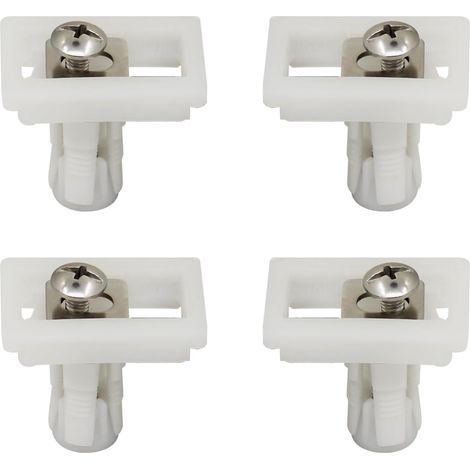 Toilet Seat Hinges for Toilet Seat Attachment with Soft-Close Mechanism, Universal Toilet Seat Mounting Set Made of Plastic with Hinge Bolt and Damper Holder (Hinge Bolts 35 x 39 cm, 4 Pieces) (1/2)