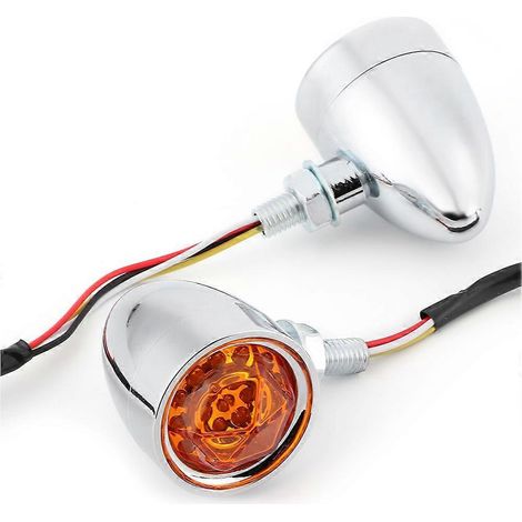 2pcs Feux de Clignotants LED Moto, Ampoules d'Indicateur de Direction Électroplaquées, Fixation par Boulon de 10mm, Lampes d'Angle pour Motocycle, Signalisation Latérale. (1/4)
