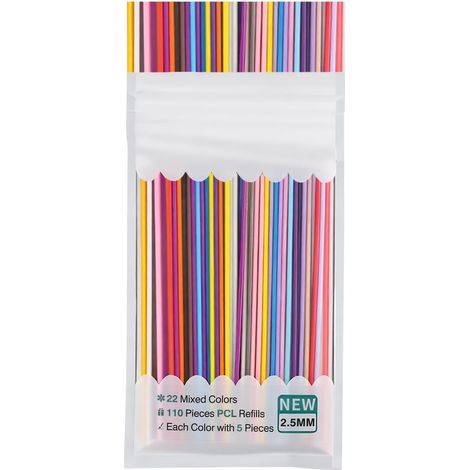 110 PCS Recharge Stylo 3D 110PCS 2.5 mm PCL,3D Pen Filament for Start+ Pen, Fil pour Stylo 3D 22 Couleurs 15 cm, Stylo3D Enfant et DIY Créatif Recharges Impression (1/5)