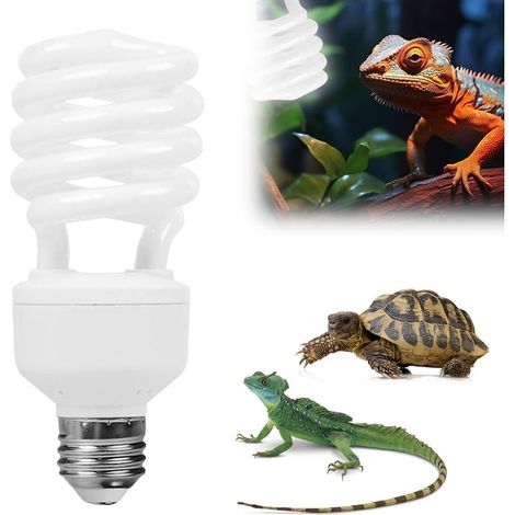 Ampoule 10.0 E27 UVB 10.0 Terrarium AC 220-240V Lampe UVA UVB Tortue pour Terrarium de Reptiles, Plantes et Tortues, Lampe E27 Idéale pour Tortues et Pogona (1/5)