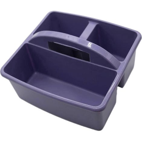 Organiseur de fournitures de bureau, boîte de rangement de bureau avec poignée, support à 3 compartiments, organisateur de rangement avec poignée pour cahiers, coiffeuse à maquillage-Violet (1/5)