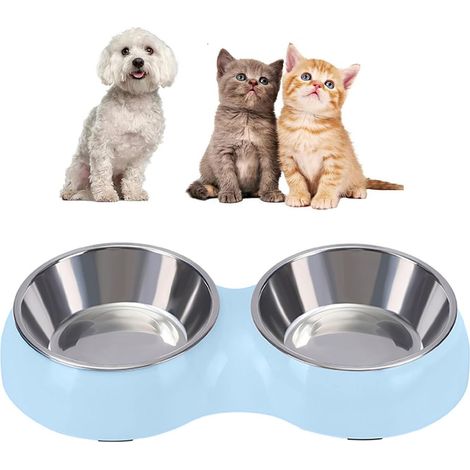 2-in-1 Edelstahl-Futternapf für Hunde und Katzen – Multifunktionaler Futter- und Wassernapf – Blau