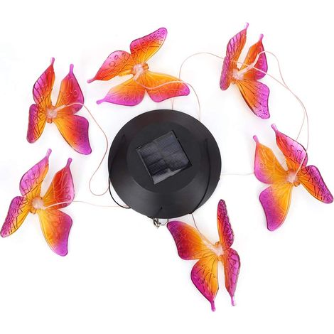 Lumière de carillons éoliens, lumière Solaire LED Intelligente pour Jardin(Papillons Peints Violets et Jaunes) (1/5)