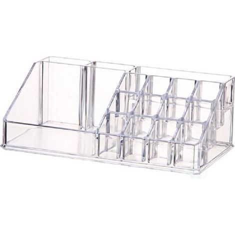 pair Boîte de rangement pour rouge à lèvres, boîte de rangement en acrylique transparent à 16 grilles, présentoir pour rouge à lèvres épaissi (1/5)