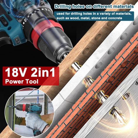 18V 2-in-1 Lithium-Ionen-Akku-Bohrschrauber, Multifunktionswerkzeug, 45 Nm Drehmoment, bürstenloser Motor, praktischer Schraubendreher für Haushaltsgeräte, Möbelmontage und mehr - Crezuo