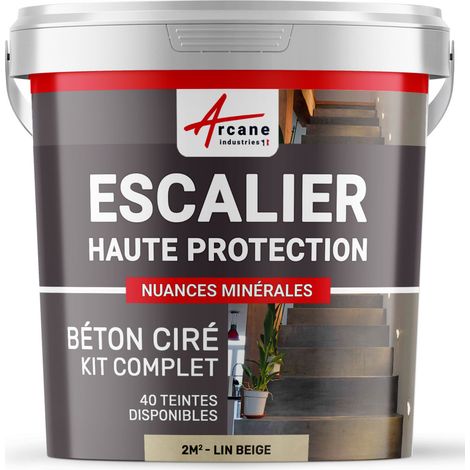 Béton ciré escalier, kit complet - 2 m² (en 2 couches) Lin Beige - ARCANE INDUSTRIES