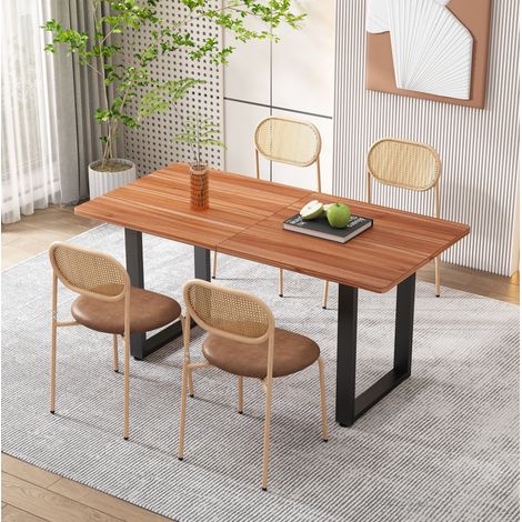 Lot de 4 chaises de salle à manger marron en PU avec structure métal,46×40×80cm (1/5)