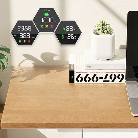 1 unit. Colour: White. Material: ABS. Multifunctional wall-mounted carbon dioxide detector. (1/5)