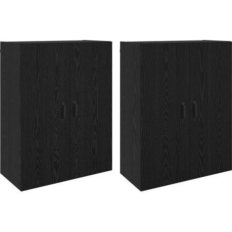 Maison Exclusive - Mobiletto a muro 2 pz Rovere Nero 69,5 x 34 x 90 cm (1/5)