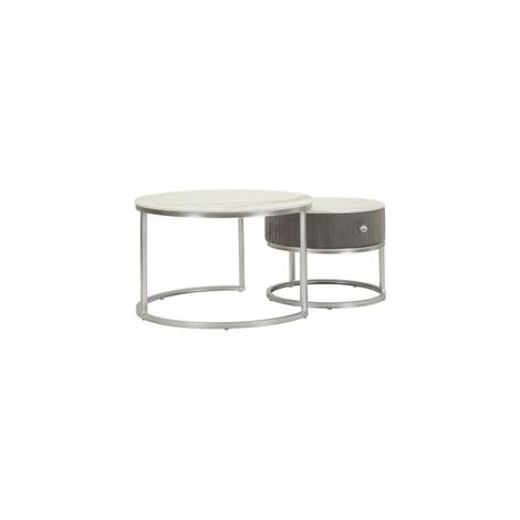 Tables basses grises lot de 2 effet marbre design (1/5)