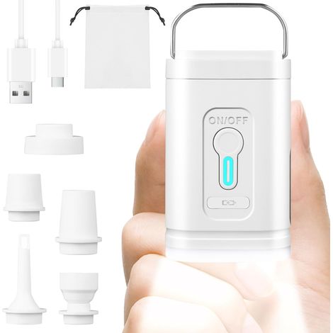 Mini pompe à air portable électrique rechargeable Type-C, modèle 2025, pour articles gonflables, matelas pneumatiques et autres objets gonflables. Gonflage et dégonflage rapides. (1/5)