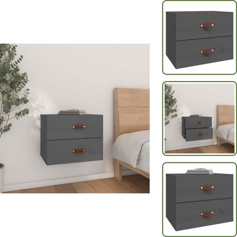 The Living Store Mesita de noche de pared gris 50x36x40 cm - Mesita de pared