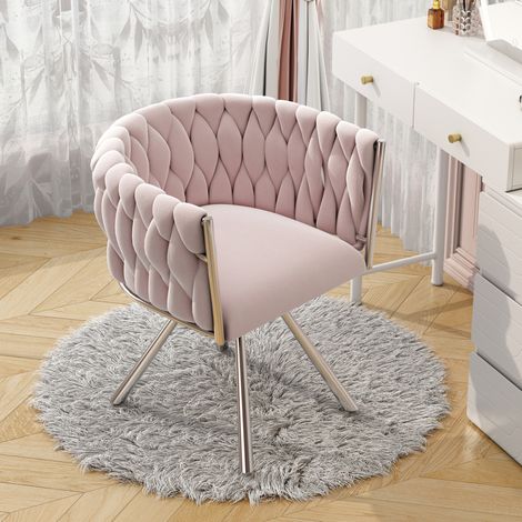 fauteuil salon pivotant velours rose 4 pieds acier OKMYHOME (1/5)