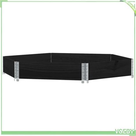 Lit surélevé hexagonal - FAFEICY - Empilable - Bois de pin massif - Noir - Pliable (1/5)