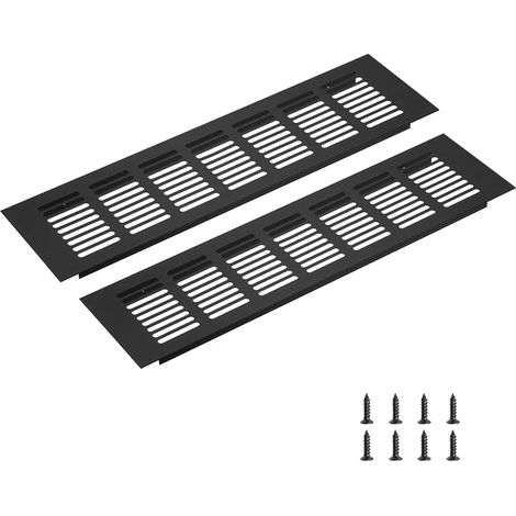 Rectangular Ventilation Grille, Aluminum Alloy Vent Grille Louver Vent Cover with Mounting Screw (300X80mm/12"X3", Black) (1/5)