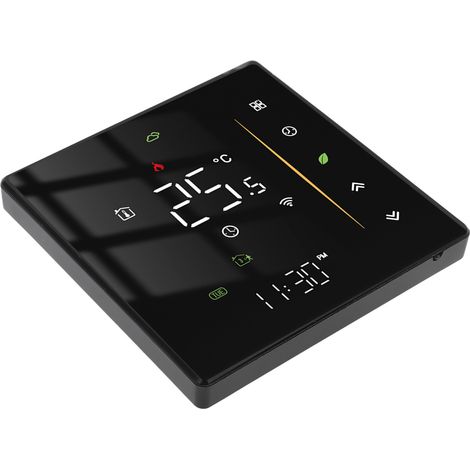 Programmierbarer Smart-Thermostat 95-240VAC, schwarz, elektrische Fußbodenheizung, Steuerung über WiFi-App, kompatibel mit Smart Home, präzise und professionelle Regelung. (1/5)