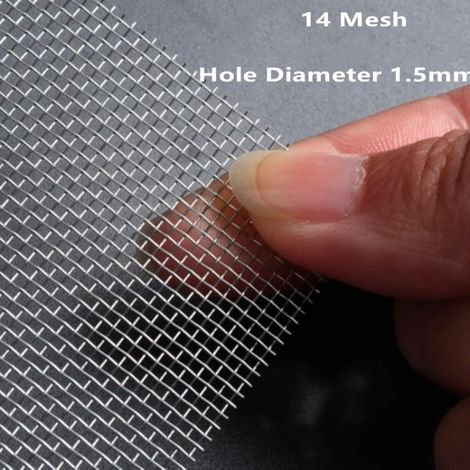 (14 Mesh 1500Micron-50cm by 1 meter)All Size 304 Stainless Steel Filter Wire Mesh Woven Wire Sieve Plate Screen Mesh (1/4)