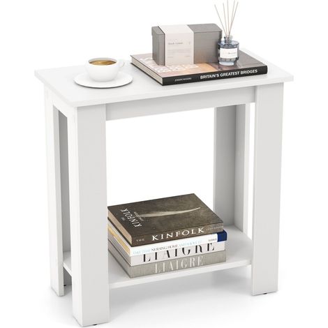 2-Tier End Table Sofa Bedside Table Nightstand Side Table with Storage Shelf (1/5)